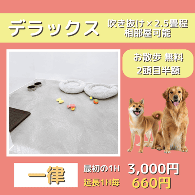 ペットホテル デラックス 吹き抜け2.5畳程 相部屋可能  一律￥3,000 延長￥660 お散歩無料