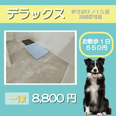 ペットホテル デラックス 吹き抜け1.5畳程 相部屋可能  一律￥8,800 お散歩1日 550円