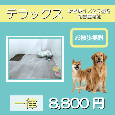 ペットホテル デラックス 吹き抜け2.5畳程 相部屋可能  一律￥8,800 お散歩無料