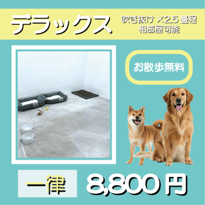 ペットホテル デラックス 吹き抜け2.5畳程 相部屋可能  一律￥8,800 お散歩無料