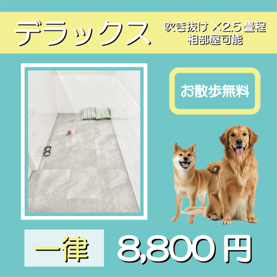 ペットホテル デラックス 吹き抜け2.5畳程 相部屋可能  一律￥8,800 お散歩無料
