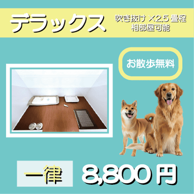 ペットホテル デラックス 吹き抜け2.5畳程 相部屋可能  一律￥8,800 お散歩無料