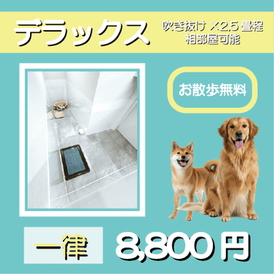ペットホテル デラックス 吹き抜け2.5畳程 相部屋可能  一律￥8,800 お散歩無料