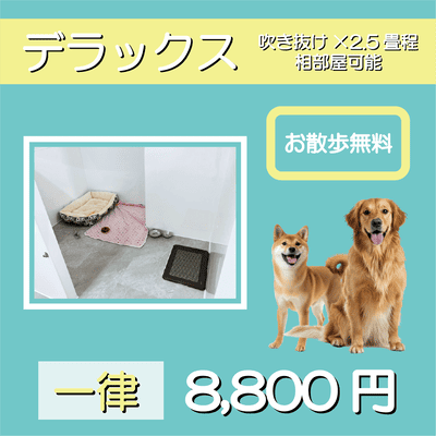 ペットホテル デラックス 吹き抜け2.5畳程 相部屋可能  一律￥8,800 お散歩無料