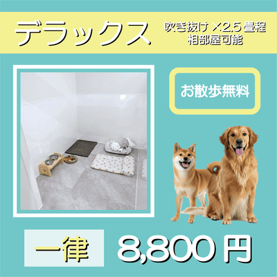 ペットホテル デラックス 吹き抜け2.5畳程 相部屋可能  一律￥8,800 お散歩無料
