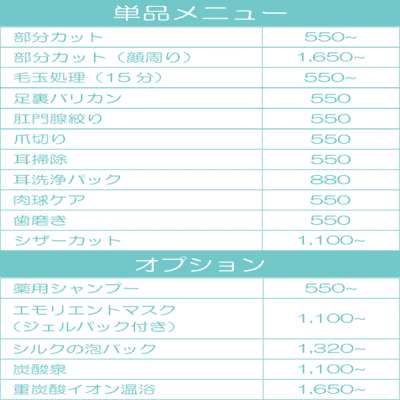 単品メニュー・オプション