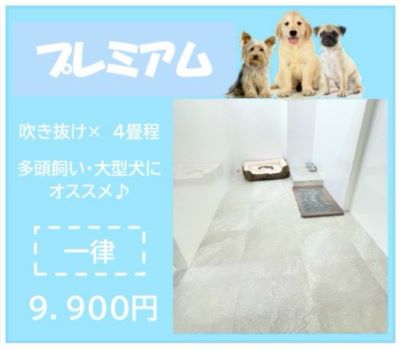 ペットホテル プレミアム 吹き抜け3.5畳程  一律￥9,900 お散歩550円～