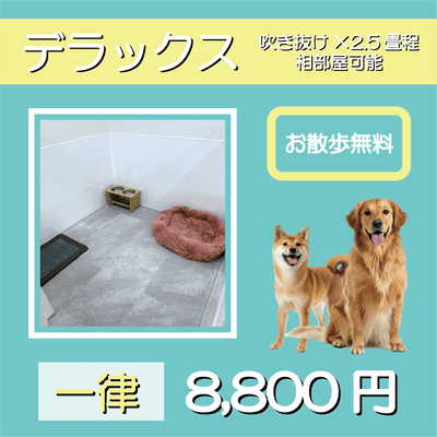 ペットホテル デラックス 吹き抜け2.5畳程 相部屋可能  一律￥8,800 お散歩無料