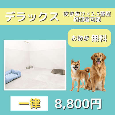 ペットホテル デラックス 吹き抜け2.5畳程 相部屋可能  一律￥8,800 お散歩無料