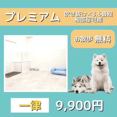 ペットホテル プレミアム 吹き抜け3.5畳程  一律￥9,900 お散歩無料