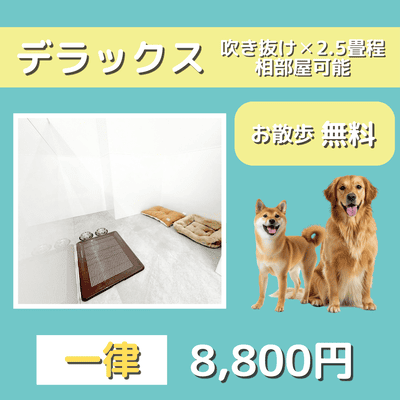 ペットホテル デラックス 吹き抜け2.5畳程 相部屋可能  一律￥8,800 お散歩無料