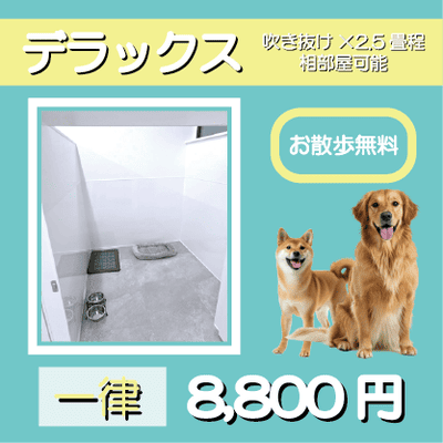 ペットホテル デラックス 吹き抜け2.5畳程 相部屋可能  一律￥8,800 お散歩無料