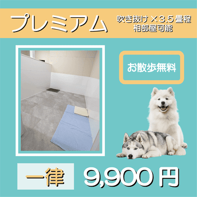 ペットホテル プレミアム 吹き抜け3.5畳程  一律￥9,900 お散歩無料
