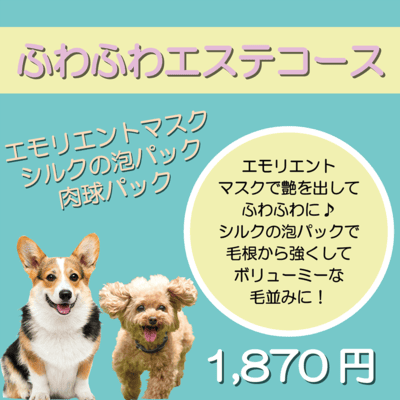 ふわふわエステコース エモリエントマスク＋シルクの泡パック＋肉球パック 1,870円