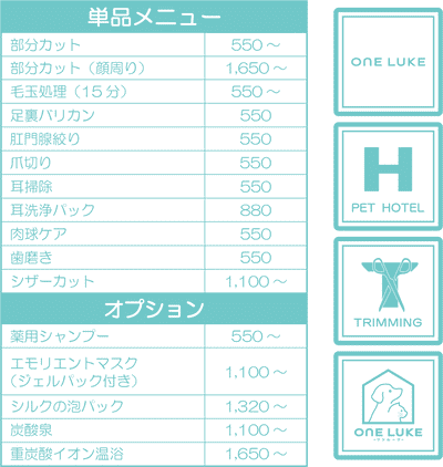 単品メニュー・オプションメニュー