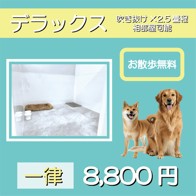 ペットホテル デラックス 吹き抜け2.5畳程 相部屋可能  一律￥8,800 お散歩無料