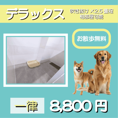 ペットホテル デラックス 吹き抜け2.5畳程 相部屋可能  一律￥8,800 お散歩無料